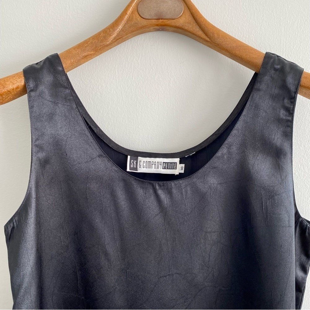 SK & Company Black Satin Sleeveless Tank Size 10 - Picture 2 of 4